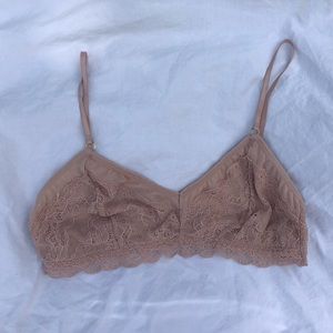 Out from under nude lace bralette